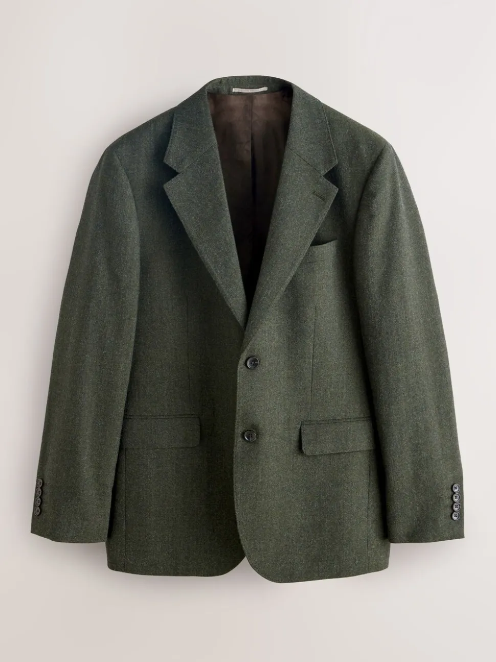 Green Tailored Fit Merino Wool Blend Suit Jacket