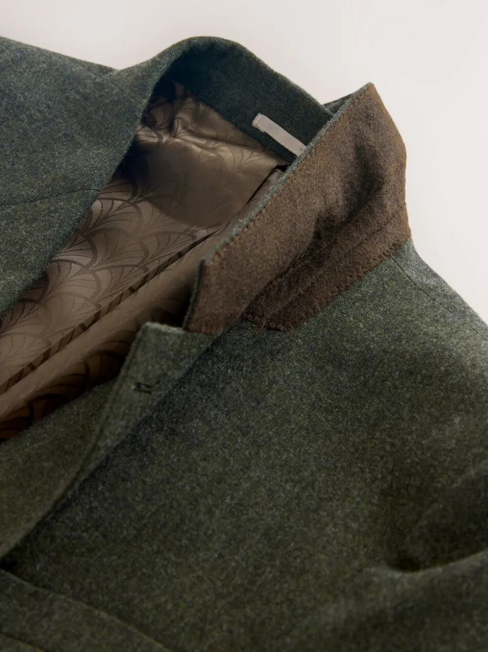 Green Tailored Fit Merino Wool Blend Suit Jacket