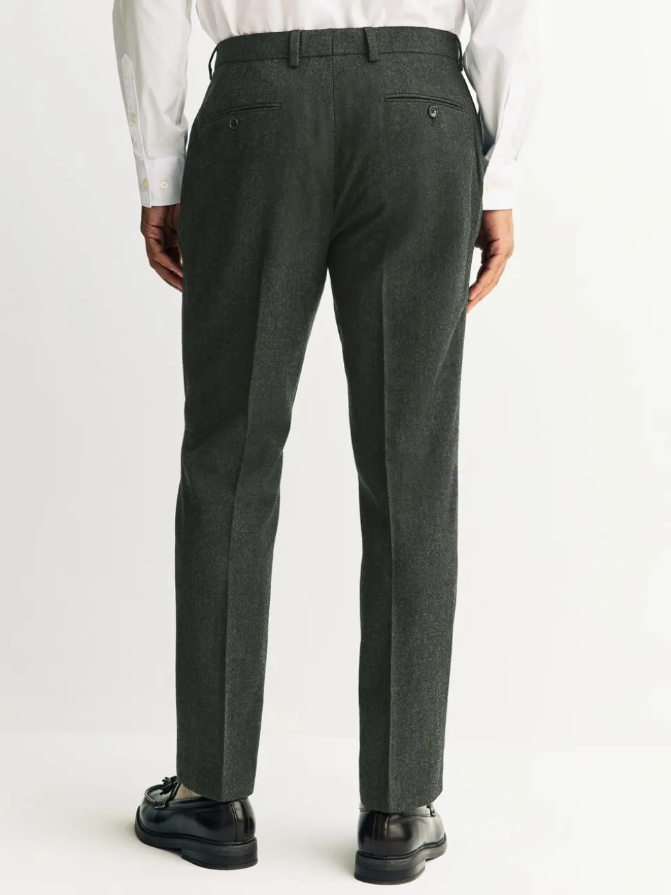 Green Tailored Fit Merino Wool Blend Suit Trousers
