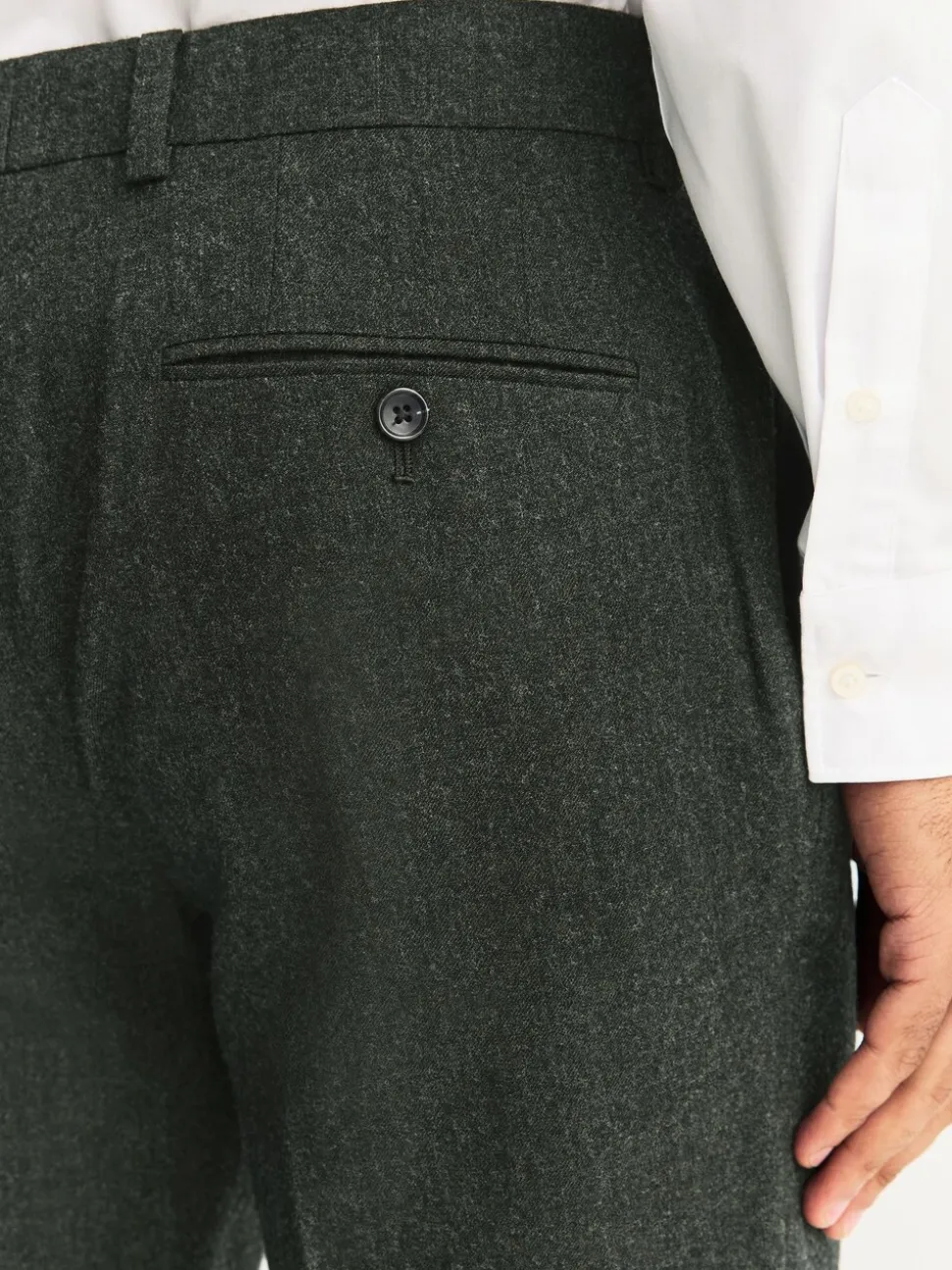 Green Tailored Fit Merino Wool Blend Suit Trousers