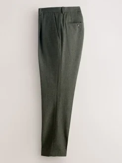 Green Tailored Fit Merino Wool Blend Suit Trousers