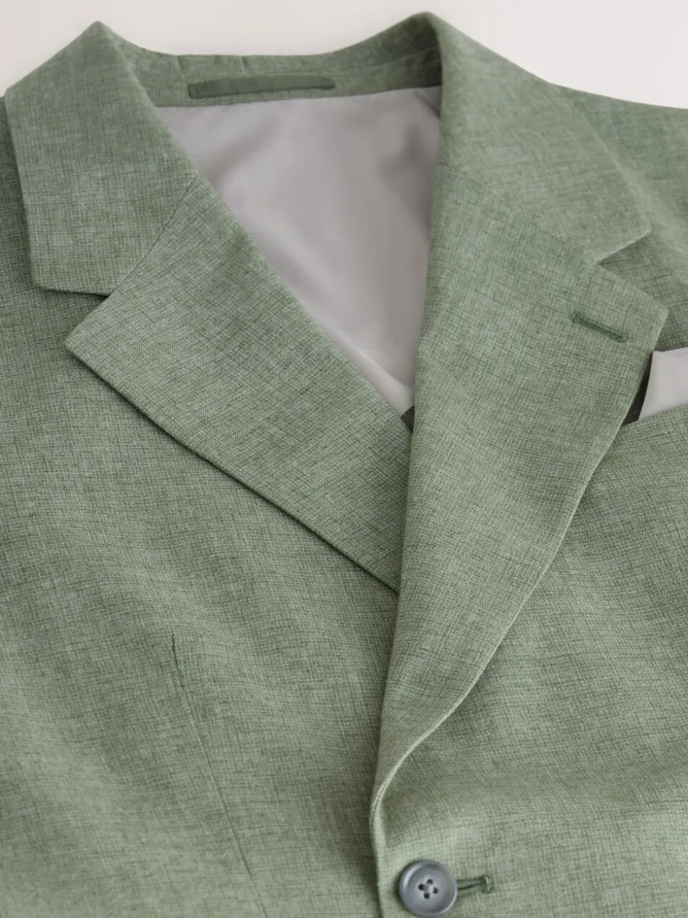Green Tailored Fit Textured Linen Double Breasted Suit Jacket