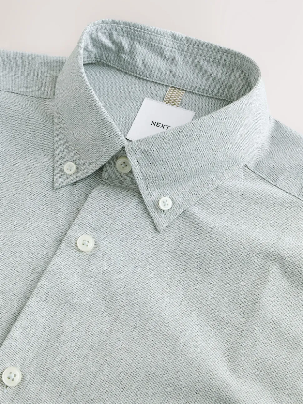 Green Texture Regular Fit Cotton Rich Long Sleeve Formal Shirt