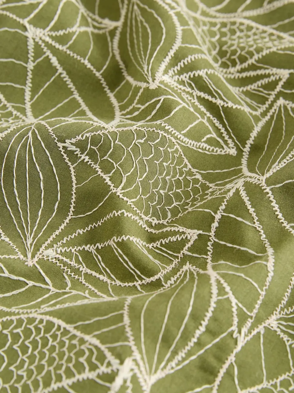 Green Textured Embroidered Tile Short Sleeve Shirt