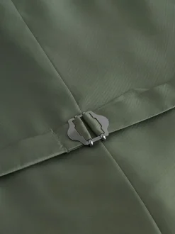 Green Textured Linen Suit Waistcoat