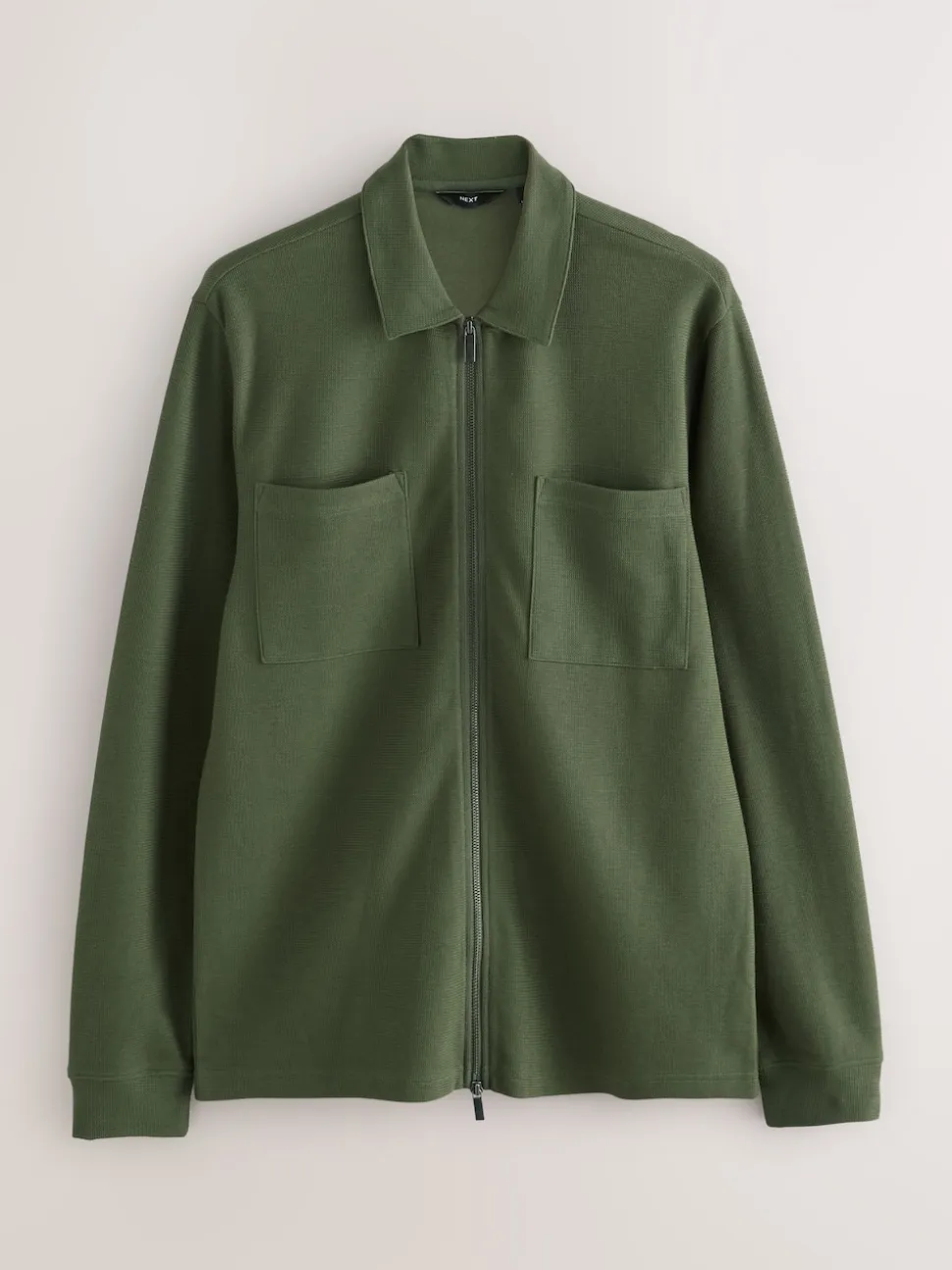 Green Textured Zip Through Shacket