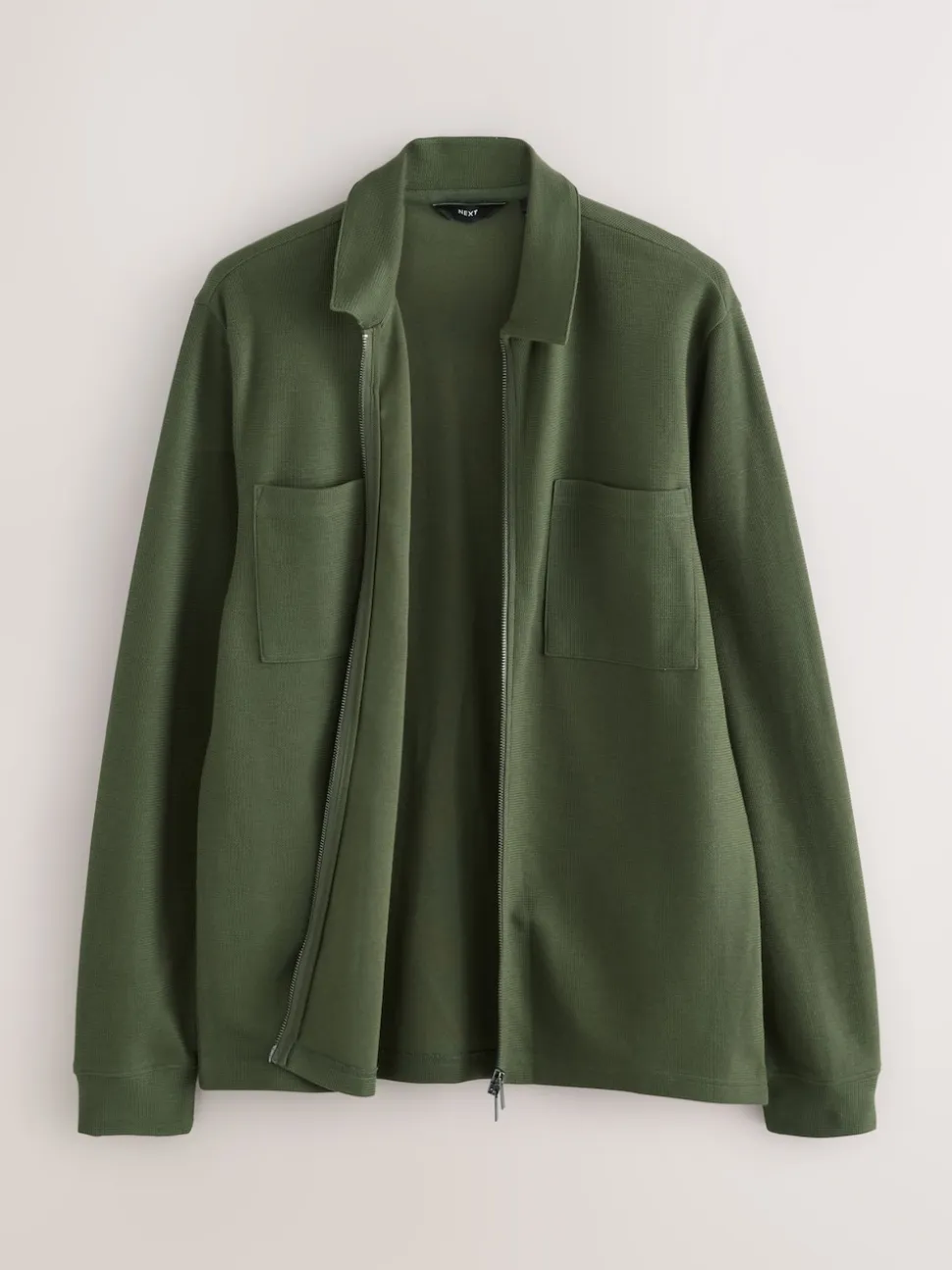 Green Textured Zip Through Shacket