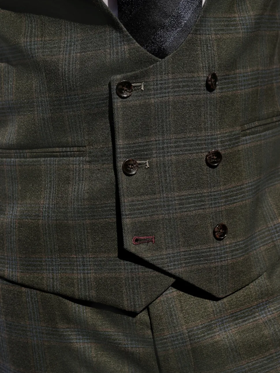 Green Trimmed Check Suit Waistcoat