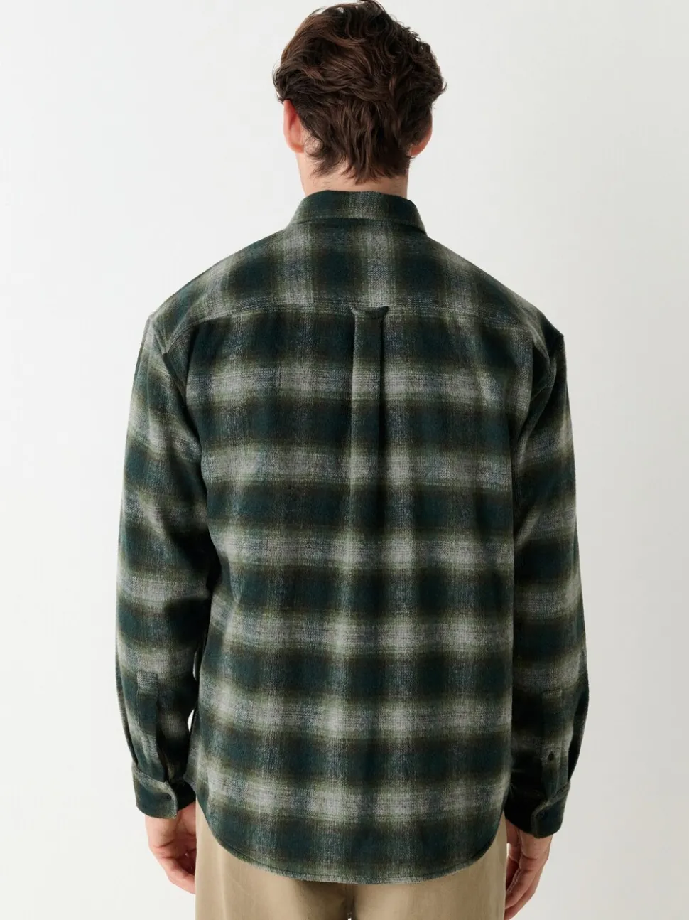Green Twin Pocket Long Sleeve Check Overshirt