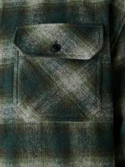 Green Twin Pocket Long Sleeve Check Overshirt