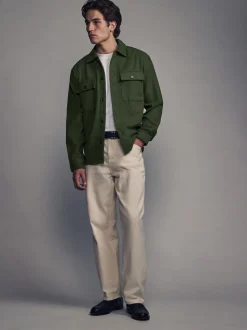 Green Twin Pocket Shacket Overshirt with Wool