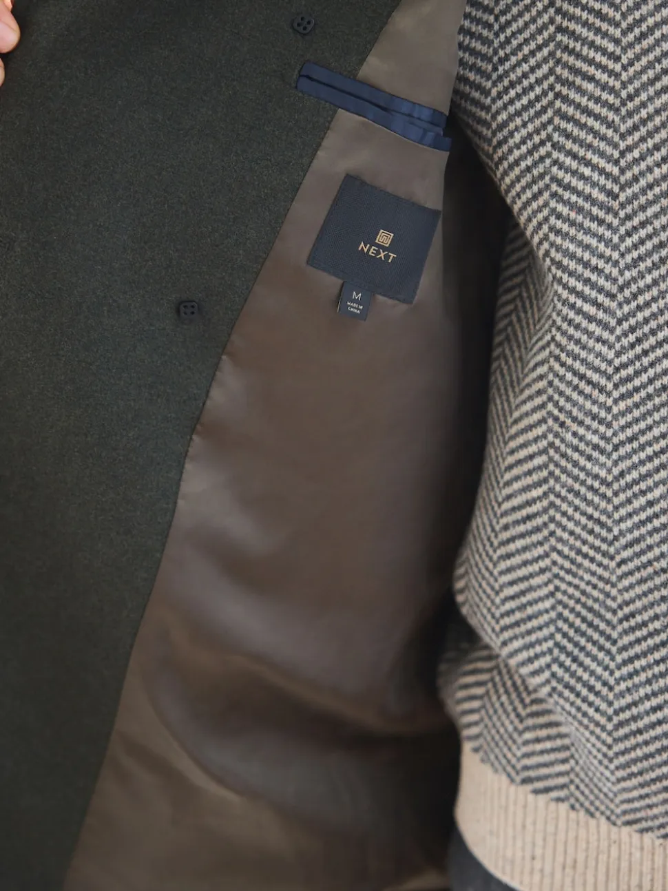 Green Wool Rich Double Breasted Funnel Coat