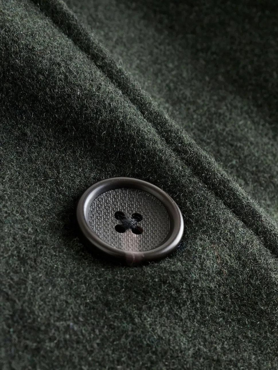 Green Wool Rich Double Breasted Funnel Coat