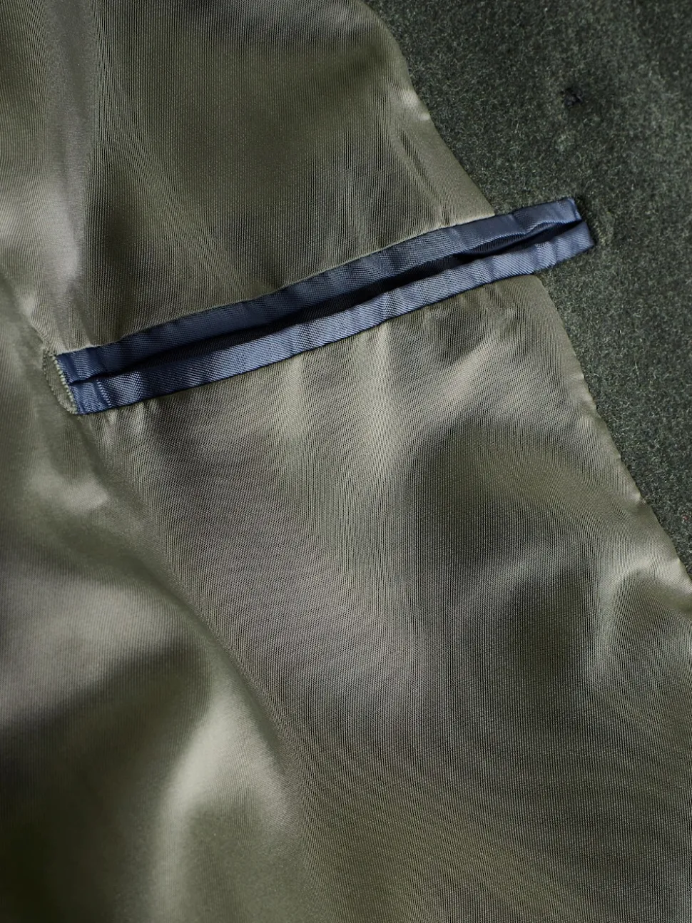 Green Wool Rich Double Breasted Funnel Coat