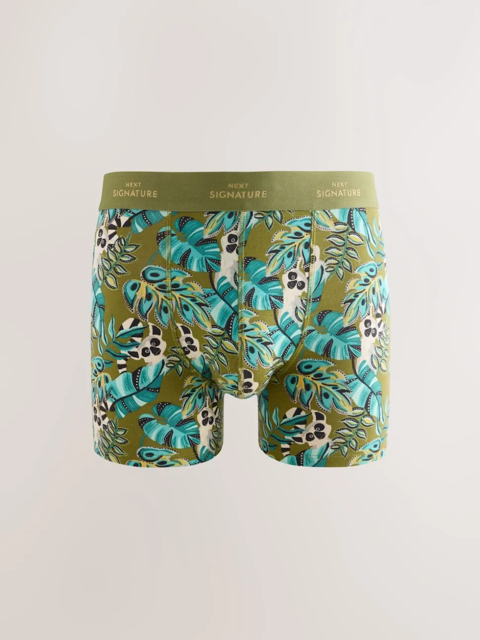 Green/Blue Leaf Animal Print Signature Cotton Rich Boxers 4 Pack