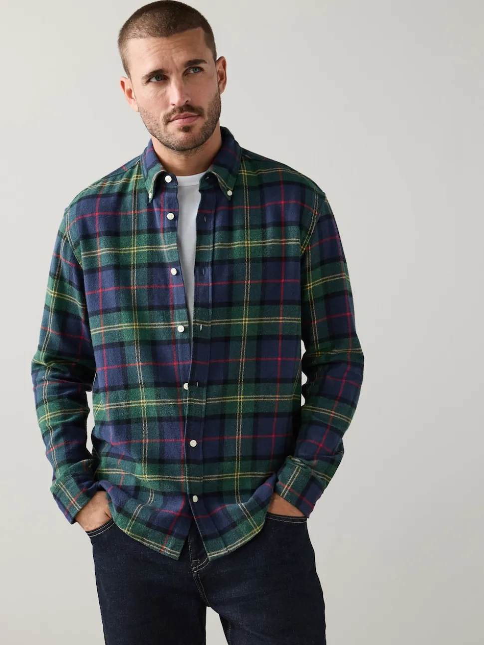 Green/Blue Signature Long Sleeve Check Shirt
