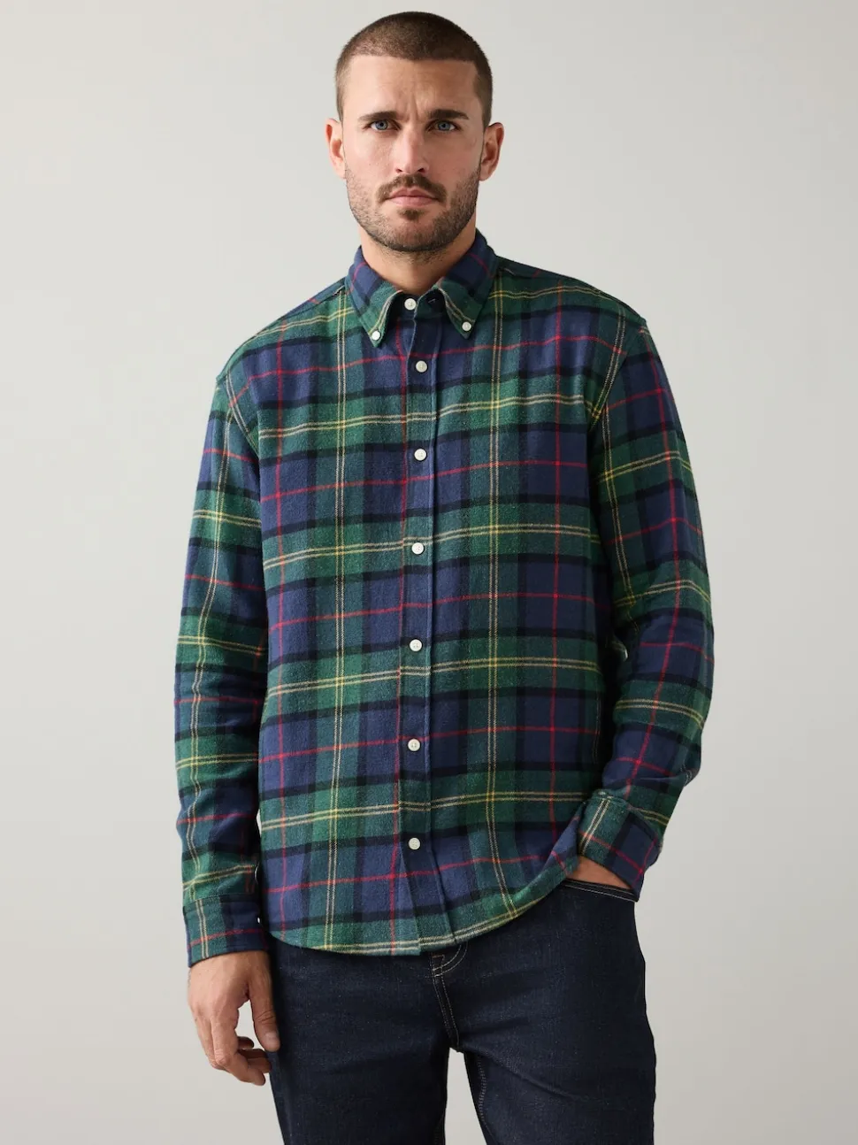 Green/Blue Signature Long Sleeve Check Shirt