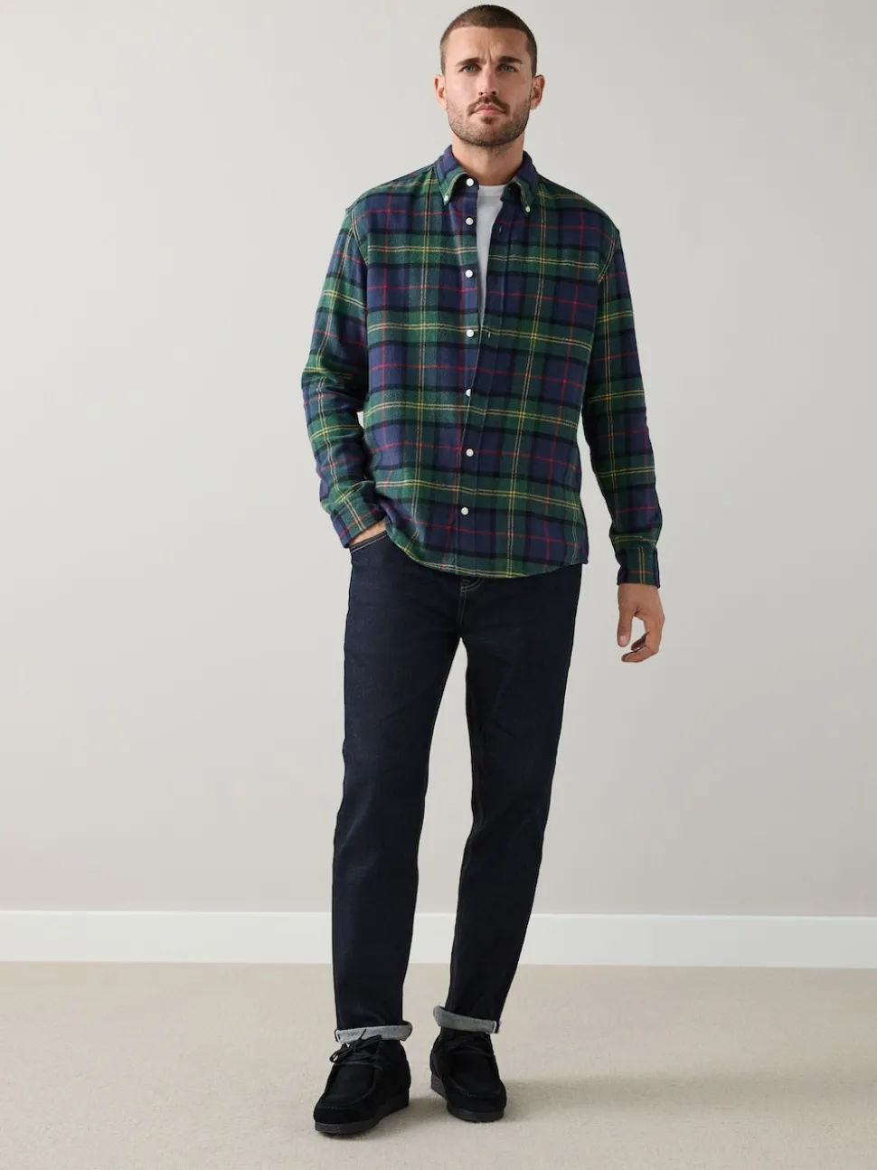 Green/Blue Signature Long Sleeve Check Shirt