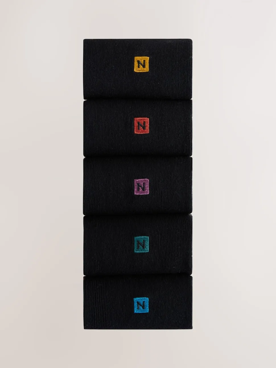 Green/Blue/Red Logo 5 Pack Embroidered Lasting Fresh Socks