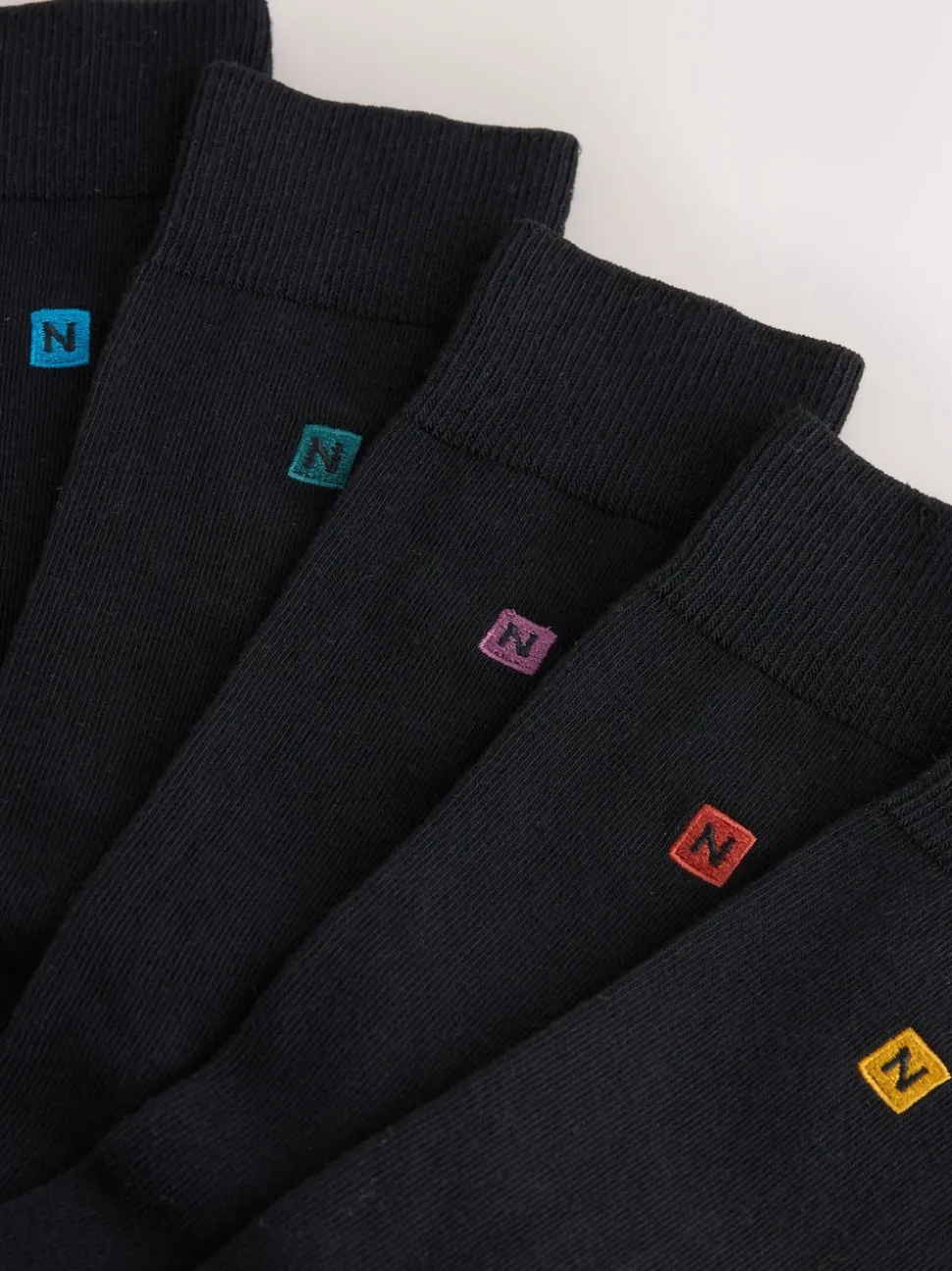 Green/Blue/Red Logo 5 Pack Embroidered Lasting Fresh Socks
