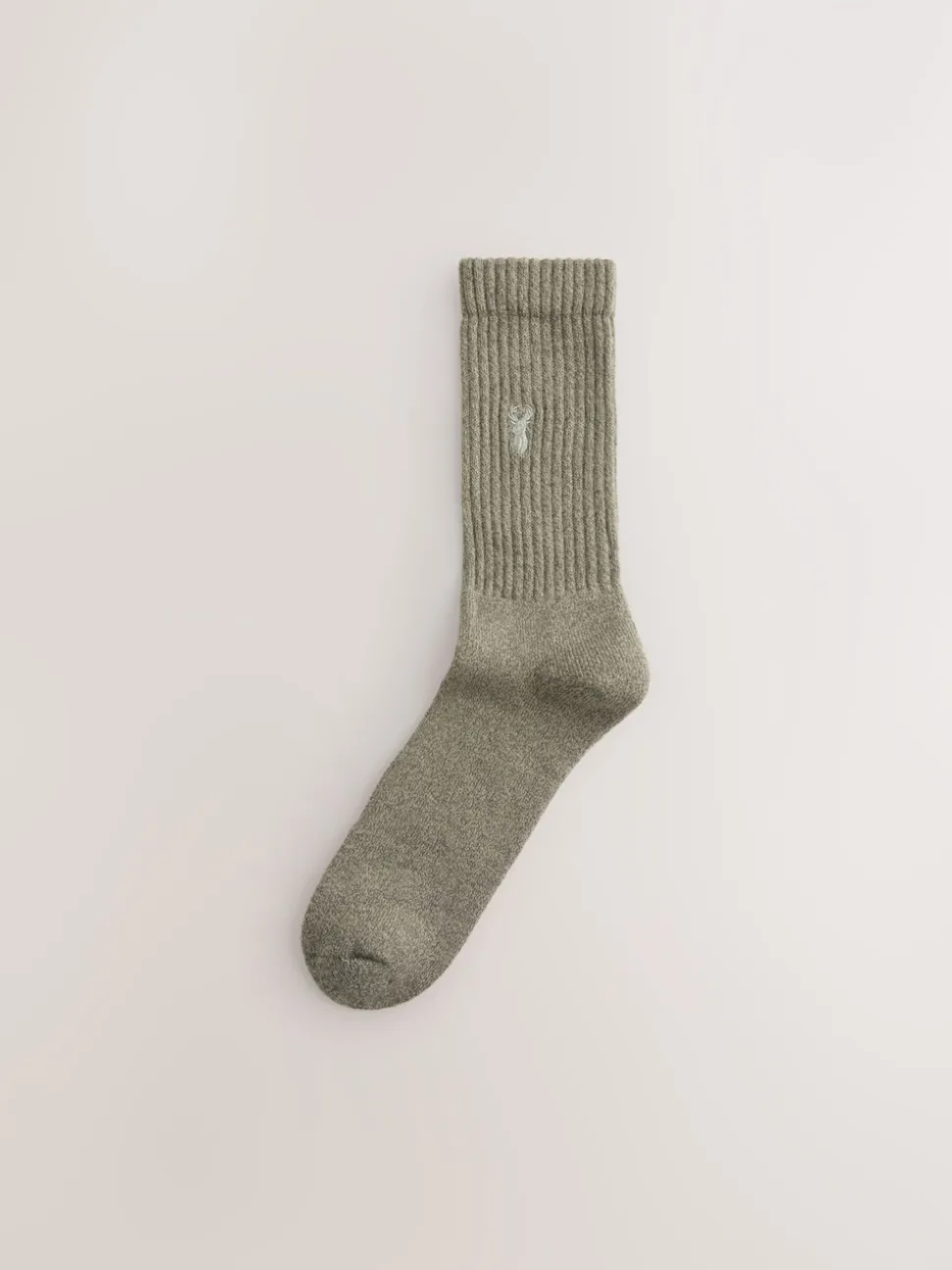 Green/Neutral Stag Embroidered Heavyweight Socks 10 Pack