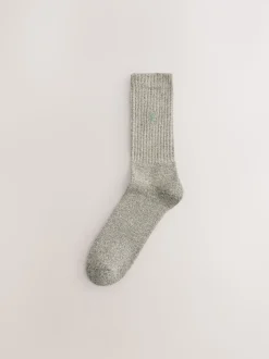 Green/Neutral Stag Embroidered Heavyweight Socks 10 Pack