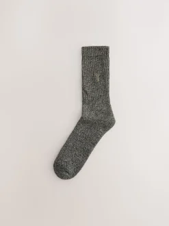 Green/Neutral Stag Embroidered Heavyweight Socks 10 Pack