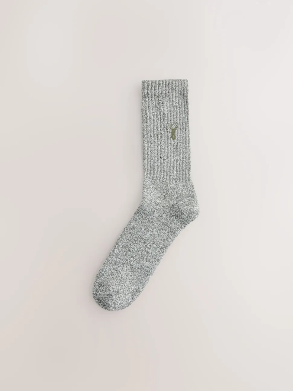 Green/Neutral Stag Embroidered Heavyweight Socks 10 Pack