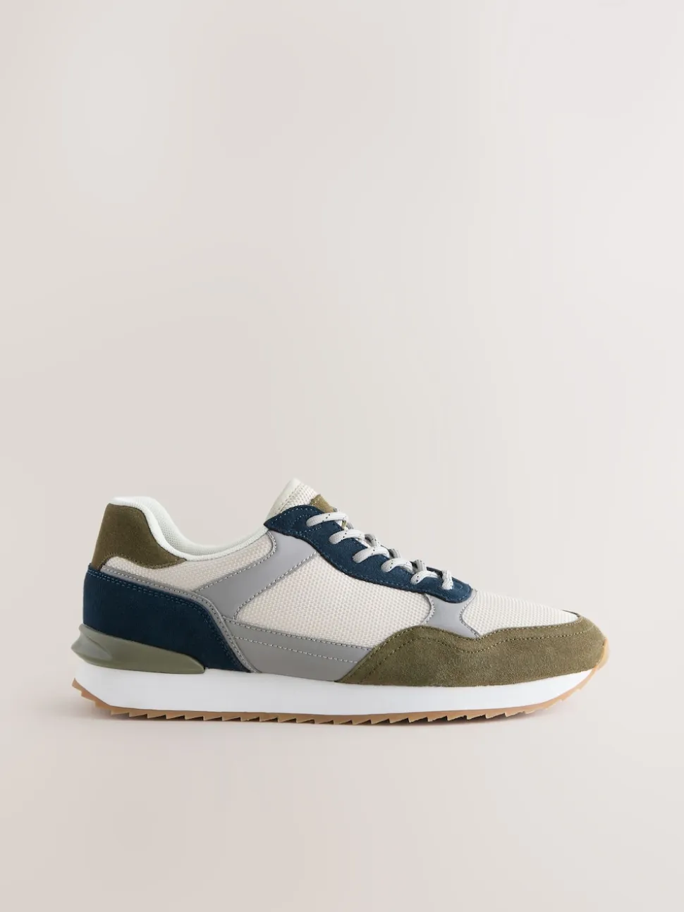 Green/White Trainers with Suede Trim