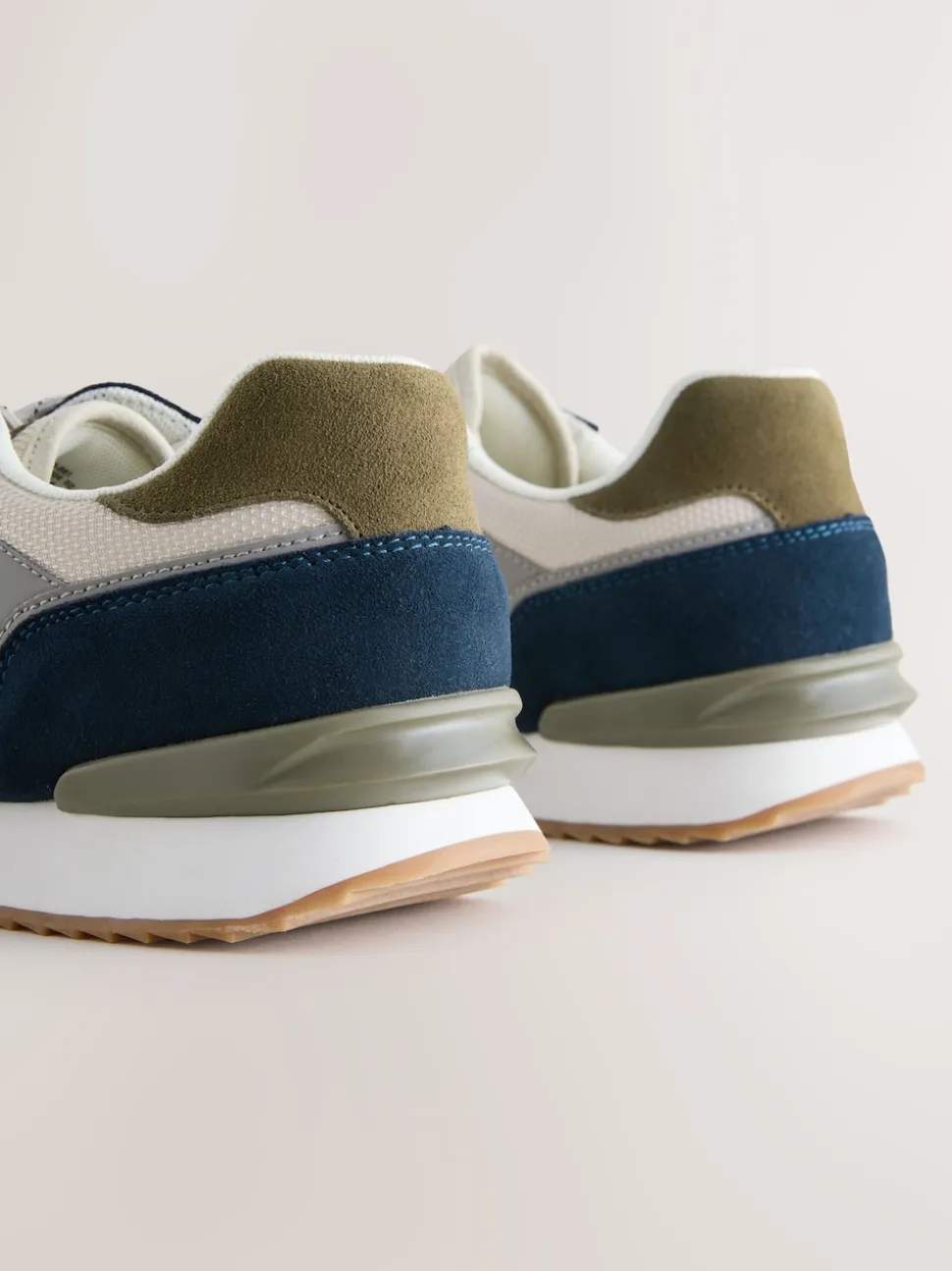 Green/White Trainers with Suede Trim