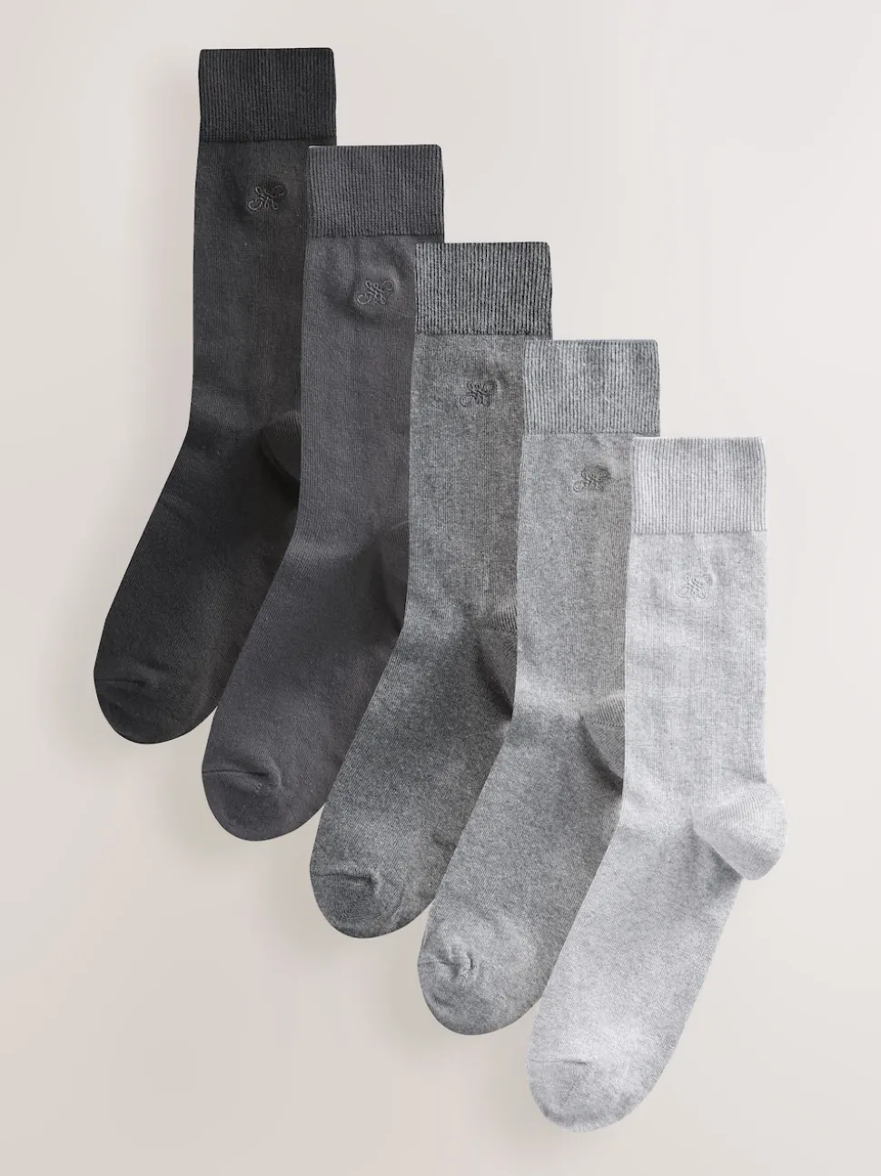 Grey 5 Pack Embroidered Lasting Fresh Socks