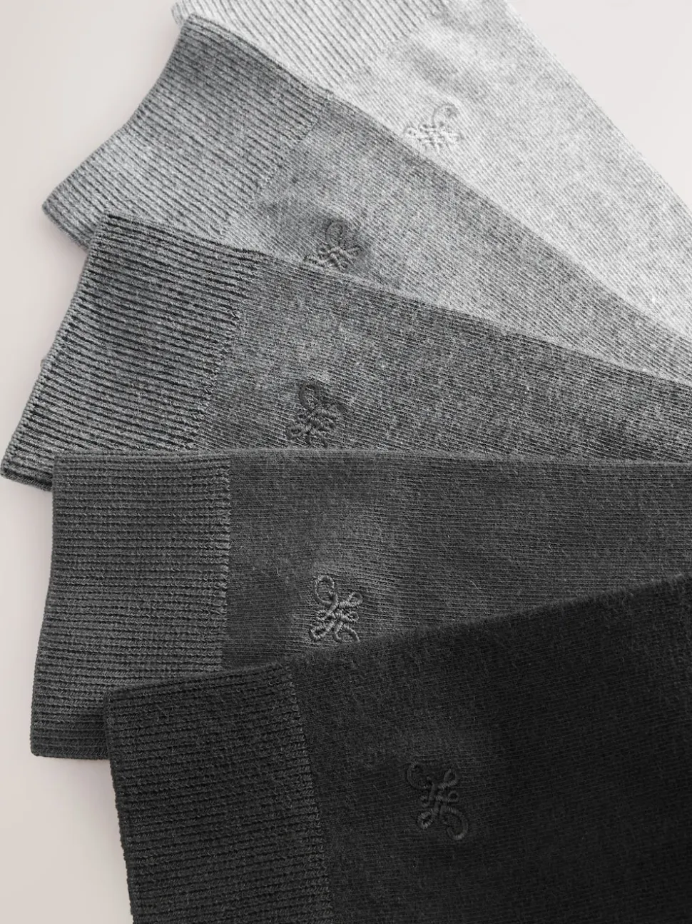 Grey 5 Pack Embroidered Lasting Fresh Socks