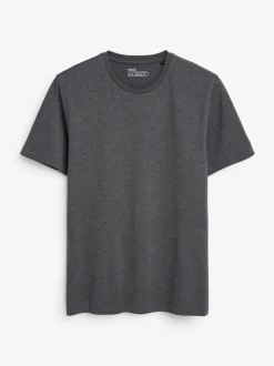 Grey Charcoal Marl Regular Fit Essential Crew Neck Cotton T-Shirt