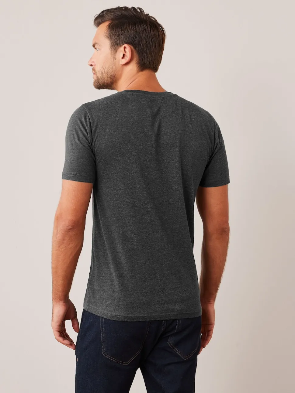 Grey Charcoal Marl Slim Fit Essential Crew Neck Cotton T-Shirt