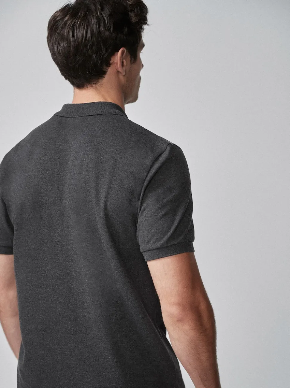 Grey Charcoal Regular Fit Short Sleeve Pique Polo Shirt