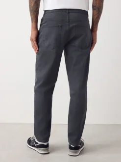 Grey Charcoal Regular Tapered Fit Classic Stretch Jeans