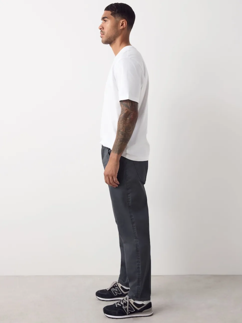 Grey Charcoal Regular Tapered Fit Classic Stretch Jeans