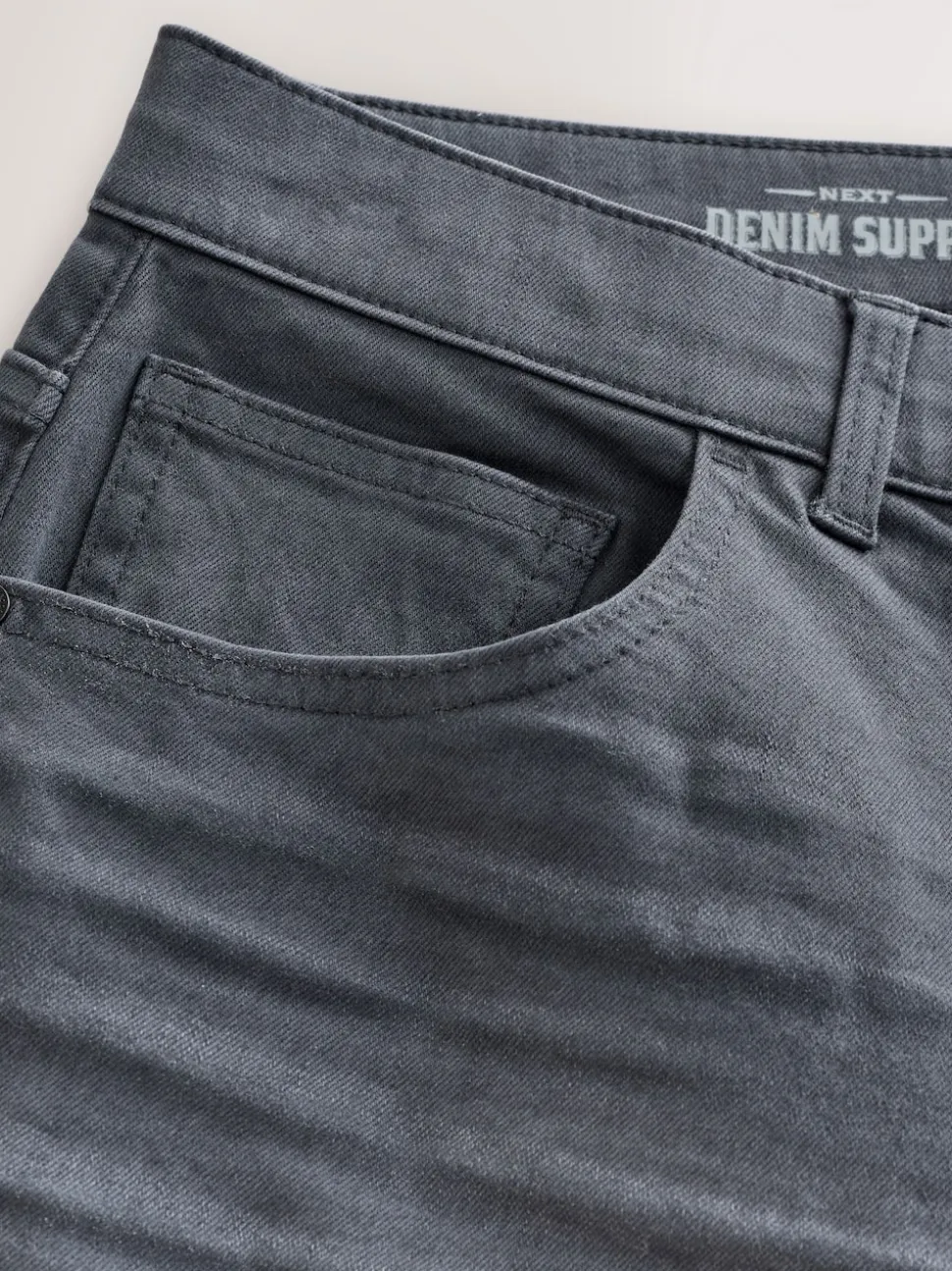 Grey Charcoal Regular Tapered Fit Classic Stretch Jeans