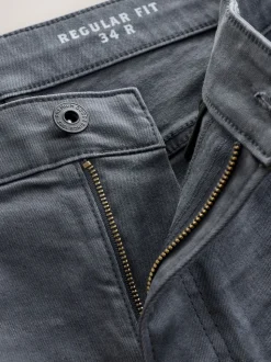 Grey Charcoal Regular Tapered Fit Classic Stretch Jeans