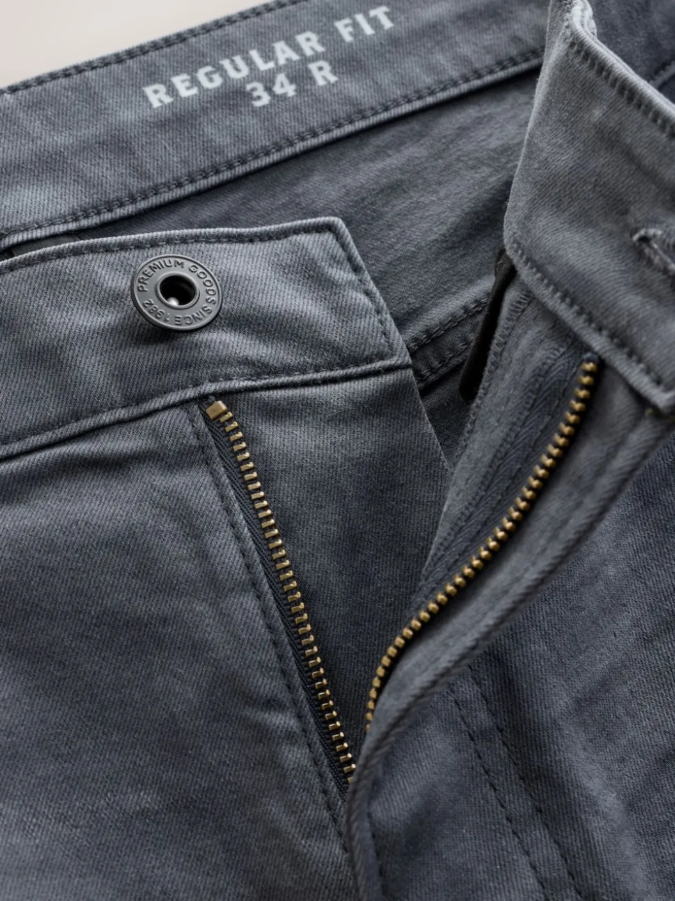 Grey Charcoal Regular Tapered Fit Classic Stretch Jeans