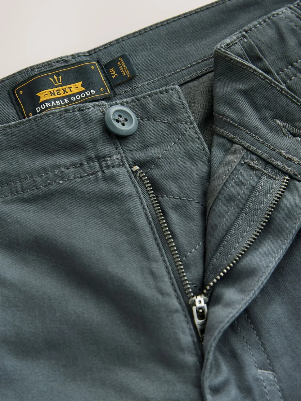 Grey Charcoal Regular Tapered Fit Cotton Stretch Cargo Trousers