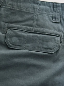 Grey Charcoal Regular Tapered Fit Cotton Stretch Cargo Trousers