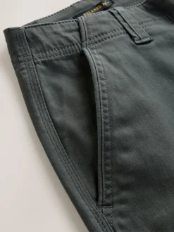 Grey Charcoal Relaxed Fit Cotton Stretch Cargo Trousers