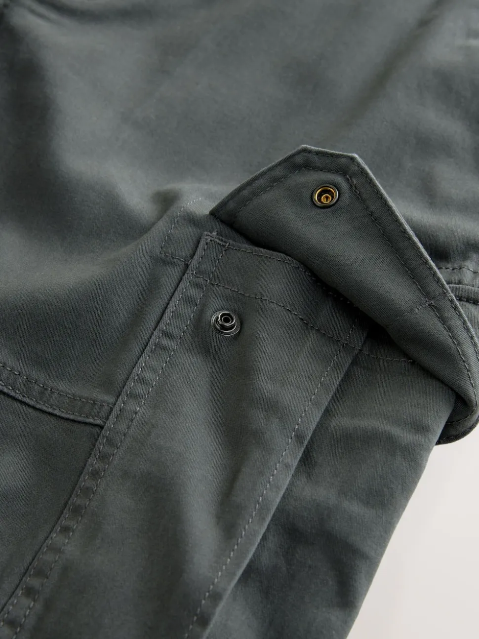 Grey Charcoal Relaxed Fit Cotton Stretch Cargo Trousers