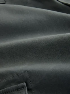 Grey Charcoal Relaxed Fit Cotton Stretch Cargo Trousers