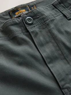 Grey Charcoal Relaxed Fit Cotton Stretch Cargo Trousers