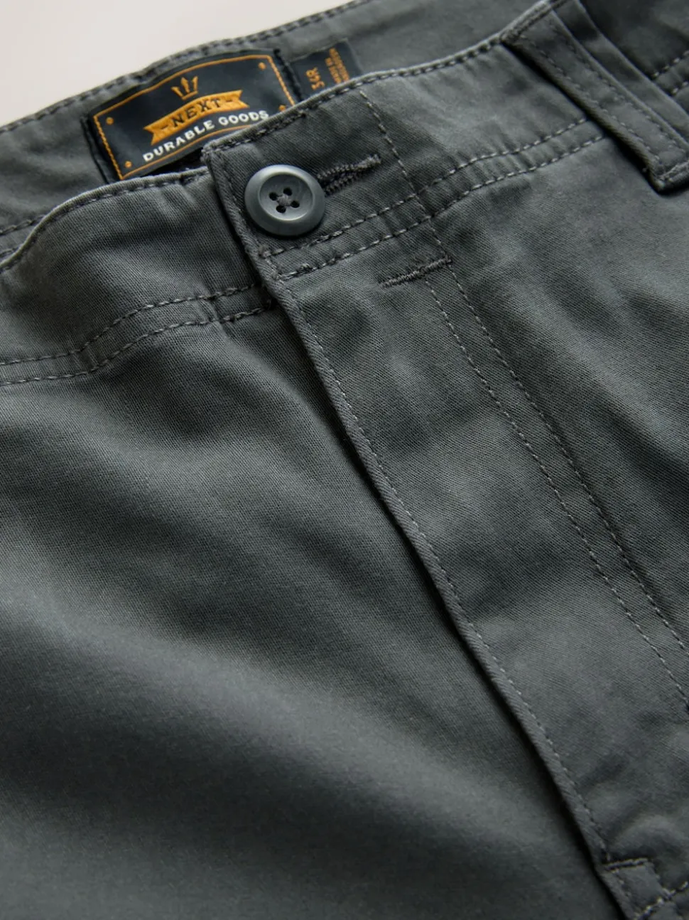 Grey Charcoal Relaxed Fit Cotton Stretch Cargo Trousers