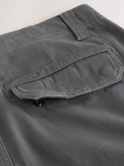 Grey Charcoal Skinny Fit Cotton Stretch Cargo Trousers