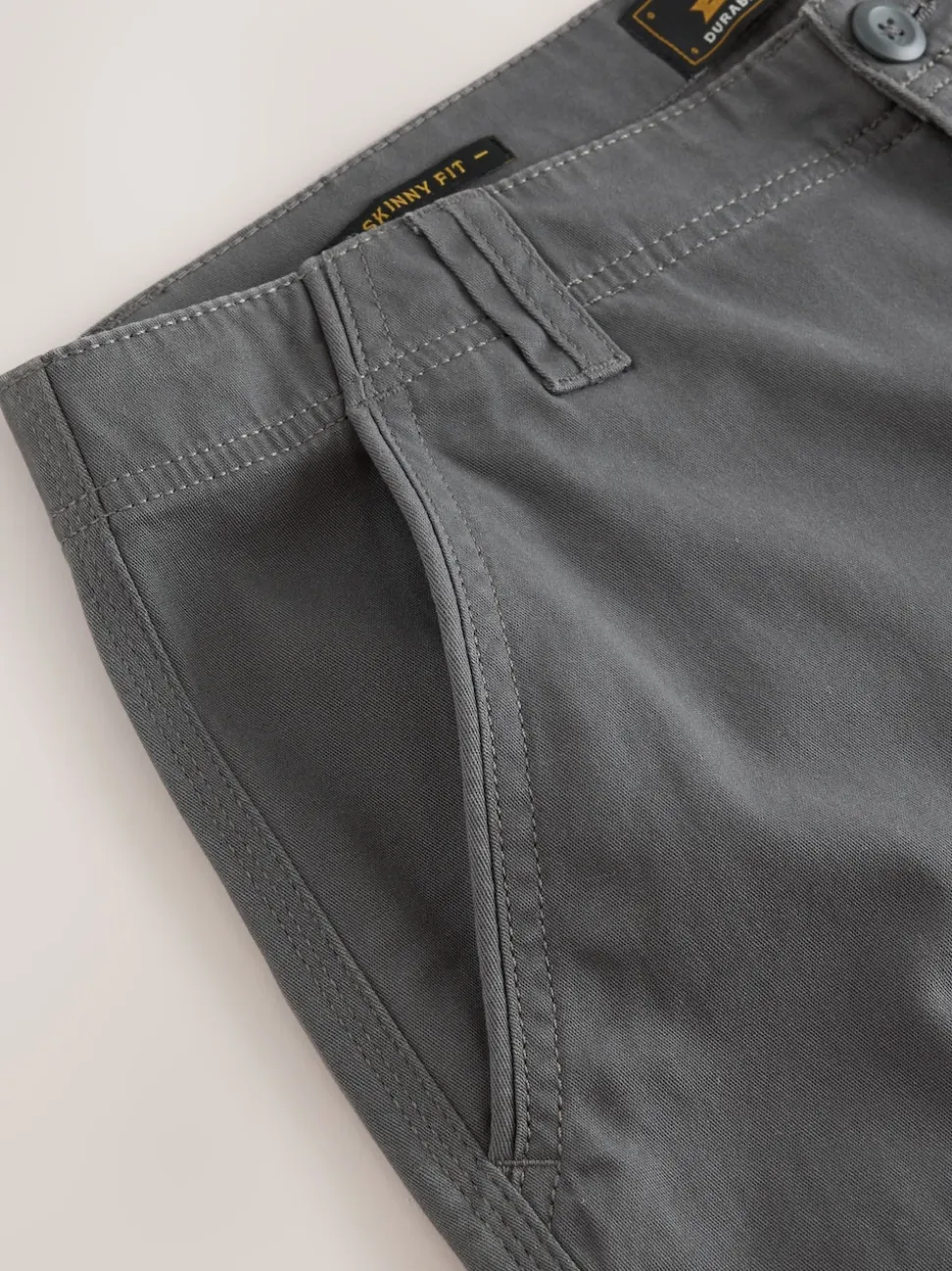 Grey Charcoal Skinny Fit Cotton Stretch Cargo Trousers