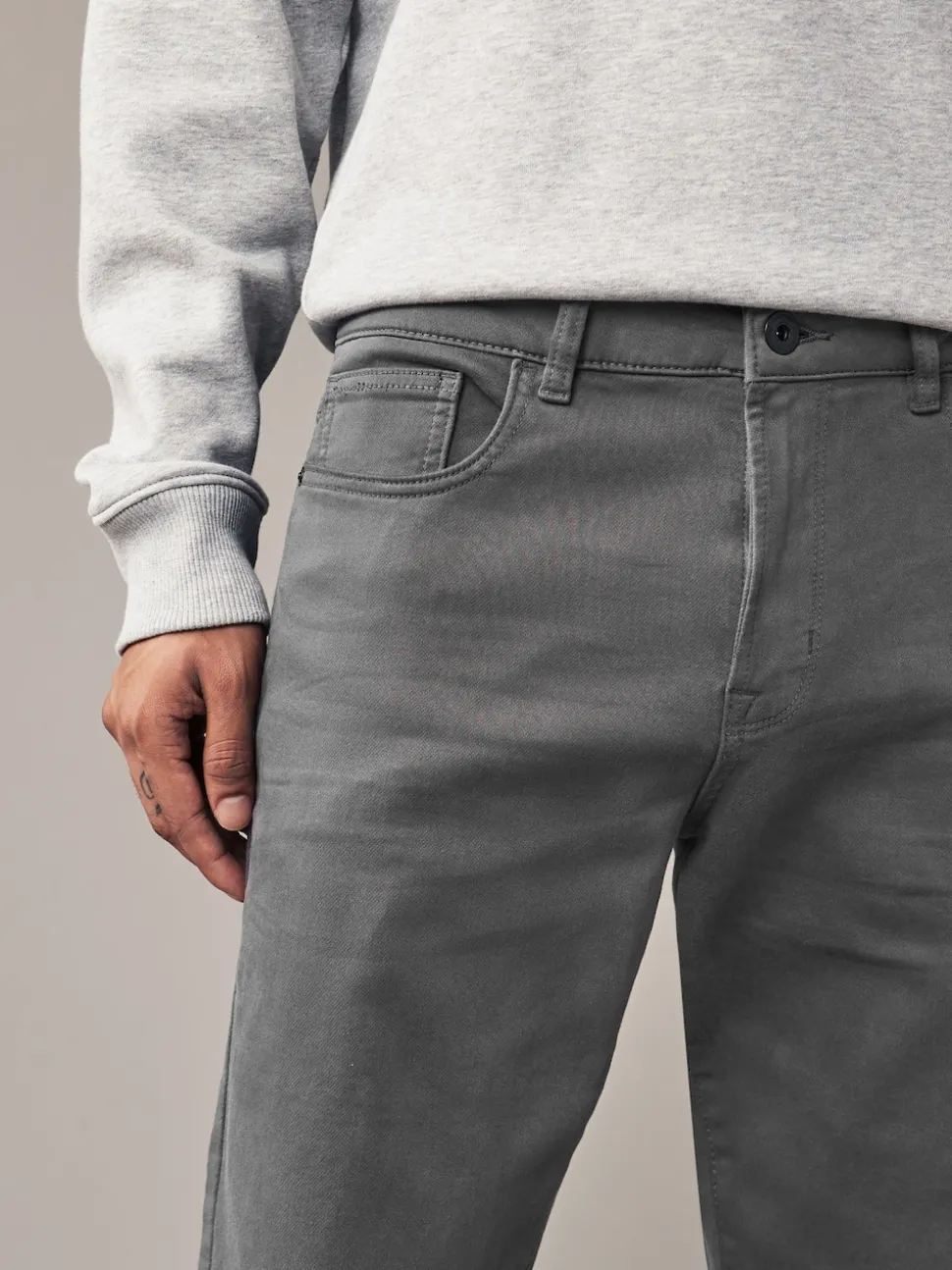 Grey Charcoal Slim Fit Comfort Stretch Jeans